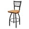 Holland Bar Stool Co 25" Swivel Counter Stool, Black Wrinkle, Med Oak Seat 81025BWMedOak - alternate 1